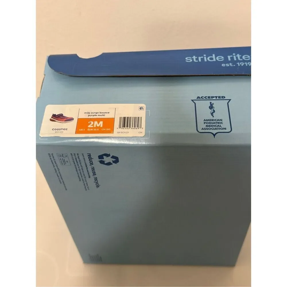 Stride Rite Girls purple multi sneakers size US 2/ EU 33 1/5 NIB